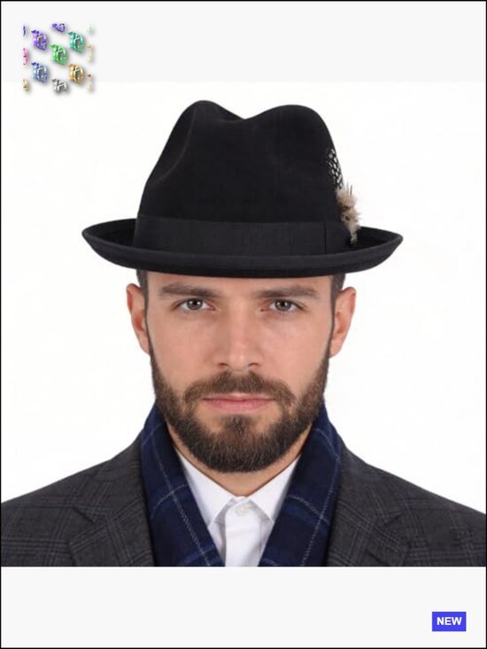 Wool Felt Wide Brim Fedora Hat Classic Vintage Dress Hat Accessory main image 5